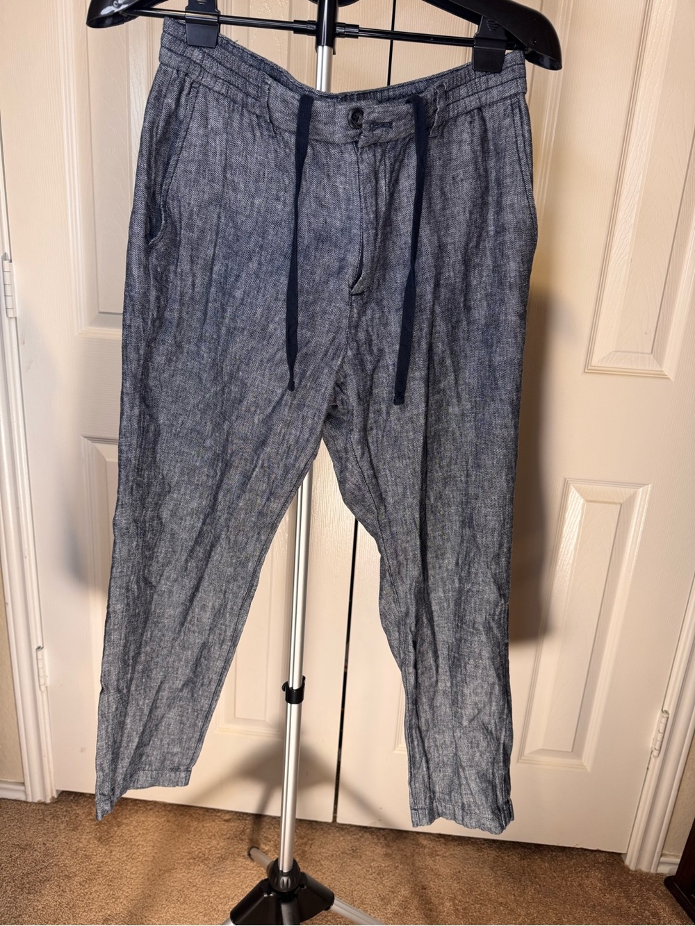 Banana Republic Men's Linen-Blend Drawstring Chinos - Heather Blue